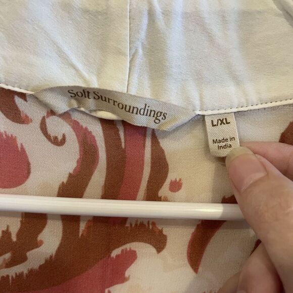 Soft Surroundings Womens L/XL Jakarta Kimono Top Open Front Lightweight Cover Up - Picture 11 of 12